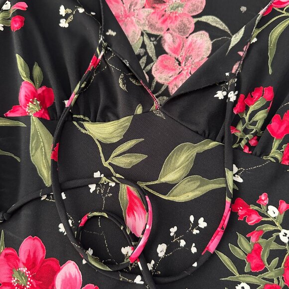 Vintage Rampage 90s Y2K Black Floral Slip Dress SMALL Whimsigoth Dark Romantic - Picture 3 of 7